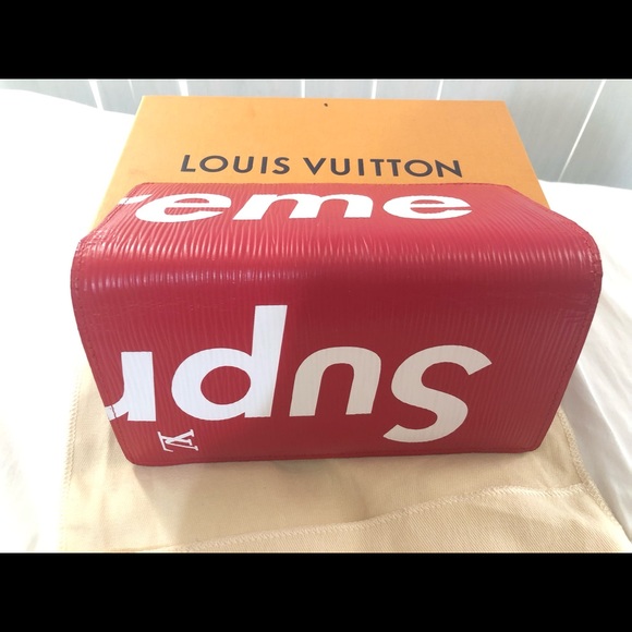Supreme x Louis Vuitton Red EPI Brazza Wallet - Picture 3 of 6